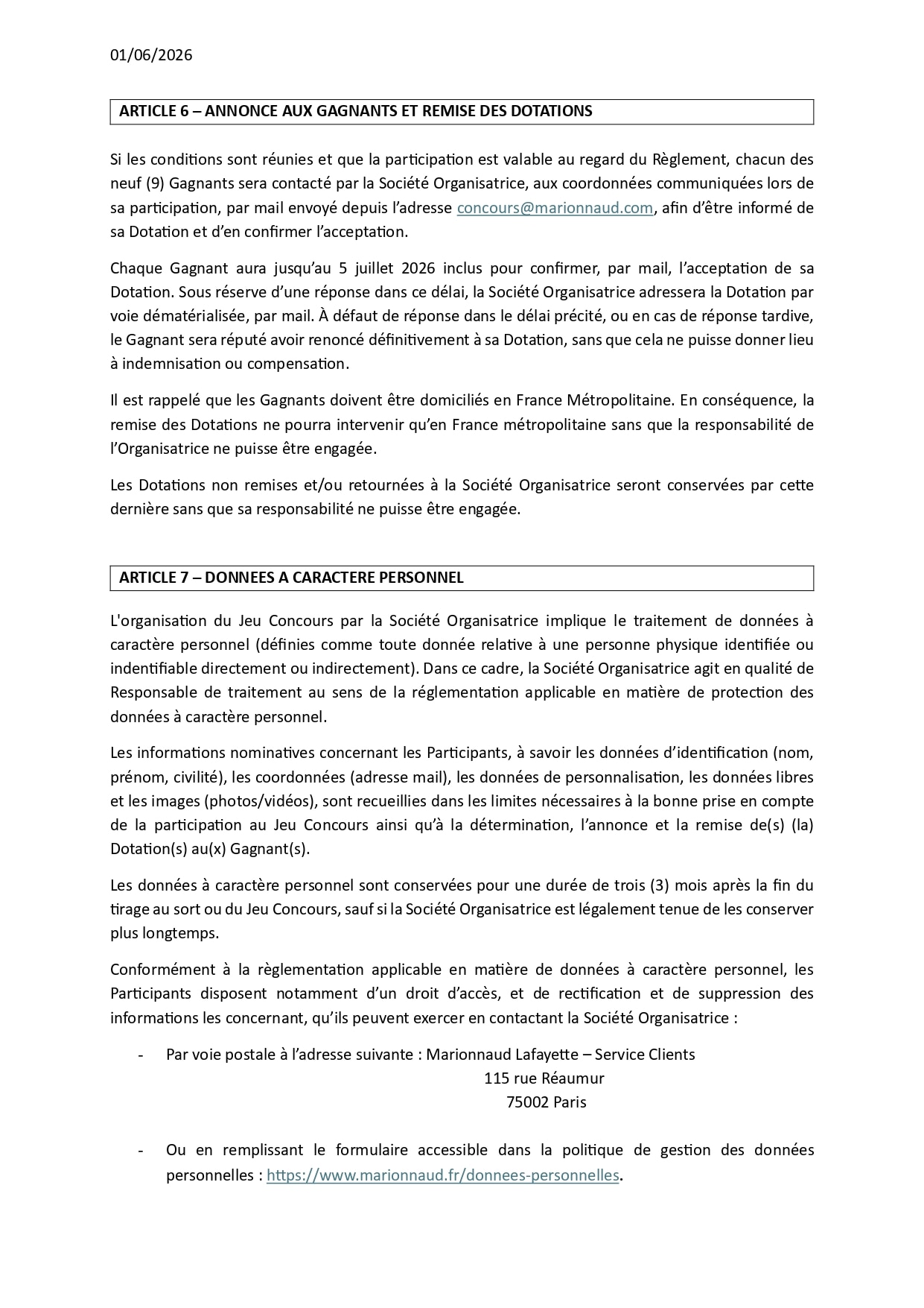 Règlement du Jeu Concours Marionnaud x ZooParc de Beauval